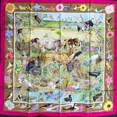 A variation of the Hermès scarf `La vie sauvage du texas` first edited in 2014 by `Kermit Oliver`