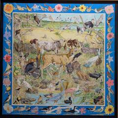 A variation of the Hermès scarf `La vie sauvage du texas` first edited in 2014 by `Kermit Oliver`
