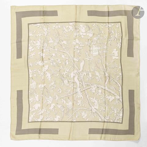 Hermès Vieille Chine scarf in beige by La Torre, 1963