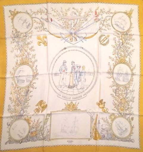 A variation of the Hermès scarf `Vieille marine ` first edited in 1958 by `Philippe Ledoux`