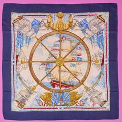 Hermès Vive le Vent scarf in blue by Laurence Bourthoumieux, 1992
