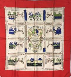 A variation of the Hermès scarf `Voitures parisiennes ` first edited in 1948 by `Hugo Grygkar`