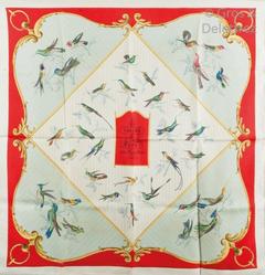 A variation of the Hermès scarf `La volière des dames ` first edited in 1959 by `Hugo Grygkar`