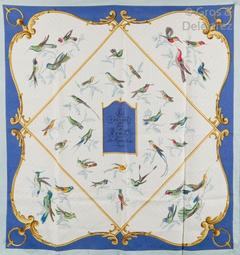A variation of the Hermès scarf `La volière des dames ` first edited in 1959 by `Hugo Grygkar`