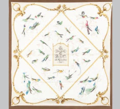 A variation of the Hermès scarf `La volière des dames ` first edited in 1959 by `Hugo Grygkar`