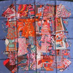 A variation of the Hermès scarf `Voyage en étoffes ` first edited in 2009 by `Annie Faivre`