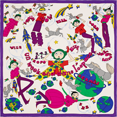 A variation of the Hermès scarf `Un week-end dans l'espace` first edited in 2015 by `Saw Keng`