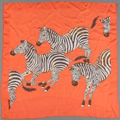 A variation of the Hermès scarf `Les Zèbres II` first edited in 2004 by `Robert Dallet`