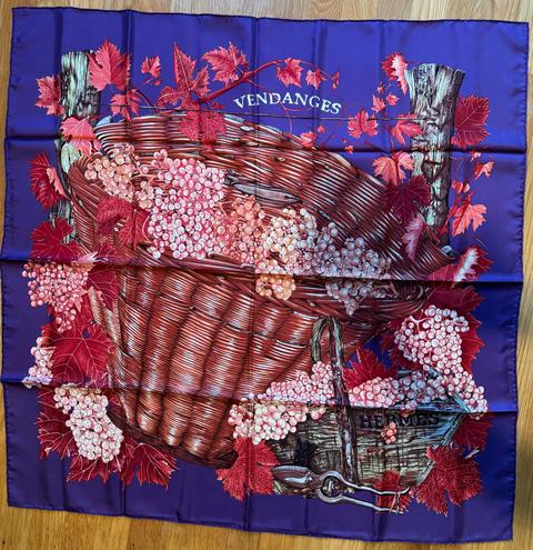 A variation of the Hermès scarf `Vendanges` first edited in 2001 by `Valerie Dawlat Dumoulin`