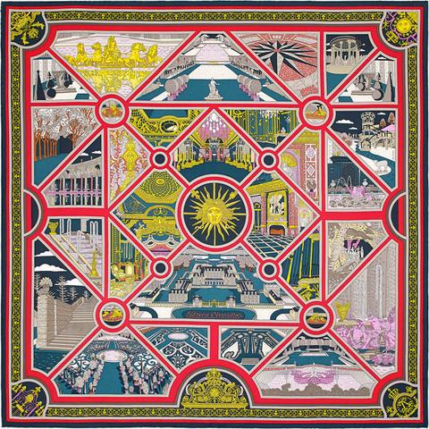 A variation of the Hermès scarf `Flânerie à versailles` first edited in 2016 by `Pierre Marie`