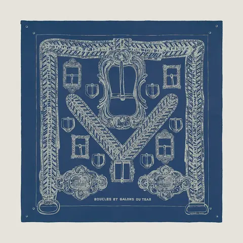 A variation of the Hermès scarf `Boucles et galons du tsar` first edited in 2019 by `Wlodek Kaminski`