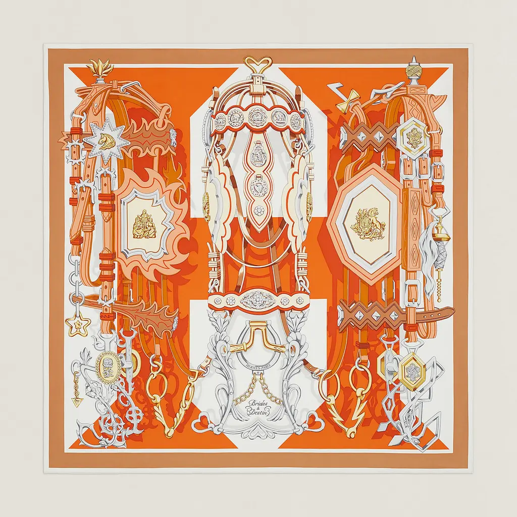 Brides et Destin orange - Hermès Scarf Details | Scarf Sage