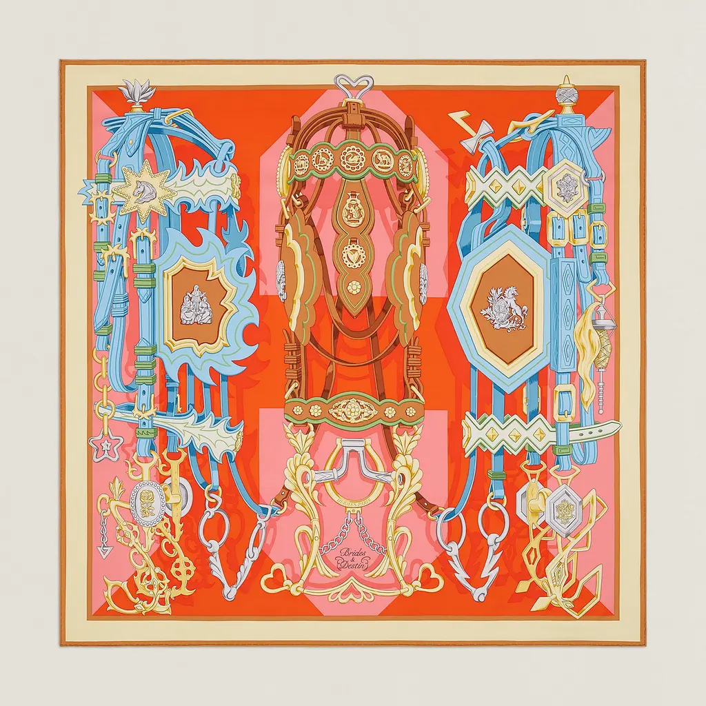 Brides et Destin blue, orange, pink - Hermès Scarf Details | Scarf