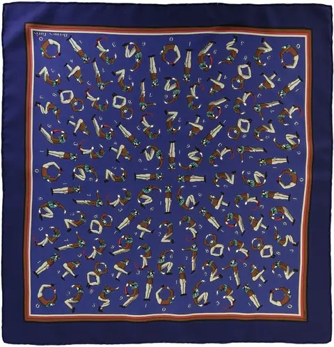 A variation of the Hermès scarf `Les chiffres` first edited in 1990 by `Hugo Grygkar`