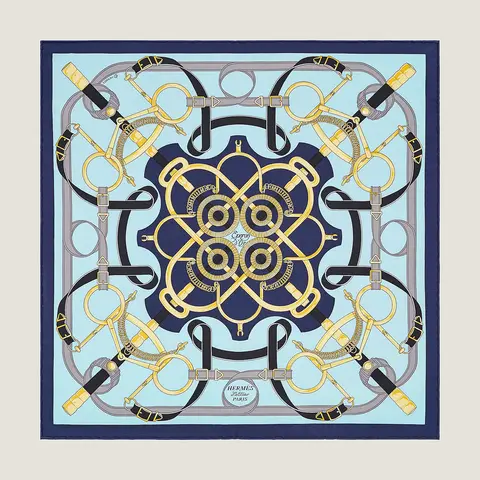 A variation of the Hermès scarf `Éperons d'or` first edited in 2020 by `Henri d'Origny`
