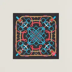 A variation of the Hermès scarf `Éperon d'or sticker` first edited in 2022 by `Henri d'Origny`