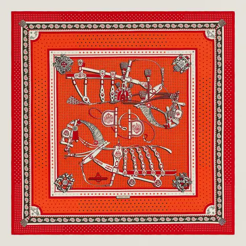 A variation of the Hermès scarf `Harnais de cour` first edited in 2022 by `Philippe Ledoux`