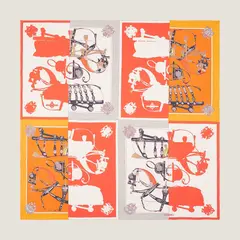 A variation of the Hermès scarf `Harnais de Cour en Patch` first edited in 2020 by `Philippe Ledoux`