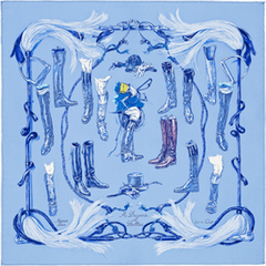 A variation of the Hermès scarf `À propos de bottes` first edited in 2016 by `Xavier de Poret`