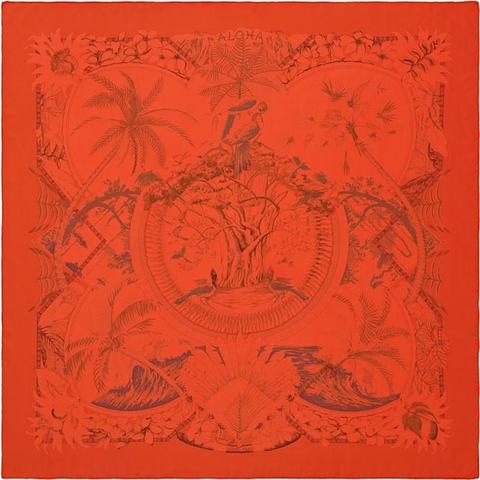 A variation of the Hermès scarf `Aloha teint` first edited in 2014 by `Laurence Bourthoumieux`