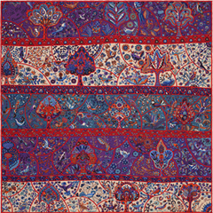 A variation of the Hermès scarf `Au Pays des Oiseaux Fleurs` first edited in 2016 by `Christine Henry`
