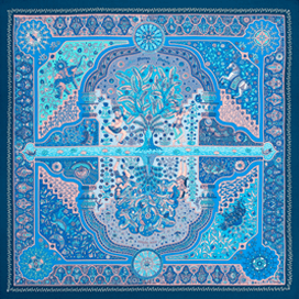 A variation of the Hermès scarf `Aux portes du palais` first edited in 2015 by `Christine Henry`