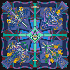 A variation of the Hermès scarf `Bouquets Sellier` first edited in 2015 by `Pierre Marie`