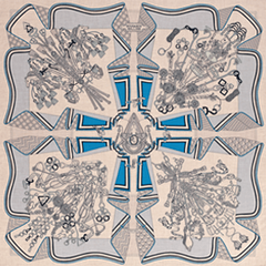 A variation of the Hermès scarf `Bouquets Sellier` first edited in 2015 by `Pierre Marie`