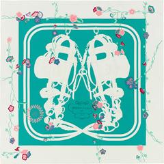 A variation of the Hermès scarf `Brides Fleuries` first edited in 2017 by `Hugo Grygkar`