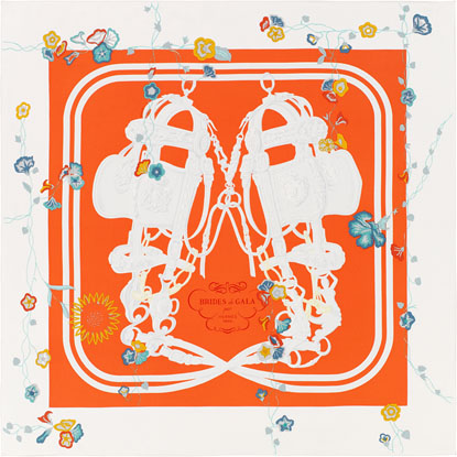 A variation of the Hermès scarf `Brides Fleuries` first edited in 2017 by `Hugo Grygkar`