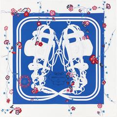 A variation of the Hermès scarf `Brides Fleuries` first edited in 2017 by `Hugo Grygkar`
