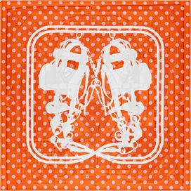 A variation of the Hermès scarf `Brides de Gala Cavalcadour polka dot` first edited in 2016 by `Hugo Grygkar`