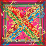 A variation of the Hermès scarf `Brides et gris-gris` first edited in 2014 by `Virginie Jamin`