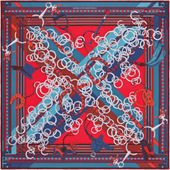 A variation of the Hermès scarf `Brides et gris-gris` first edited in 2014 by `Virginie Jamin`