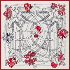 A variation of the Hermès scarf `Cavalcadour Fleuri` first edited in 2014 by `Henri d'Origny`