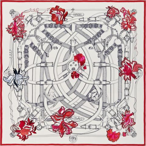 A variation of the Hermès scarf `Cavalcadour Fleuri` first edited in 2014 by `Henri d'Origny`