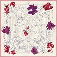 A variation of the Hermès scarf `Cavalcadour Fleuri` first edited in 2014 by `Henri d'Origny`