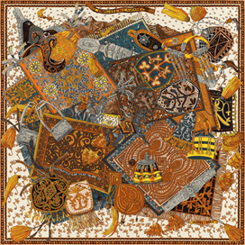A variation of the Hermès scarf `Cavaliers du Caucase` first edited in 2015 by `Annie Faivre`