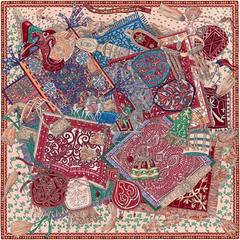 A variation of the Hermès scarf `Cavaliers du Caucase` first edited in 2015 by `Annie Faivre`