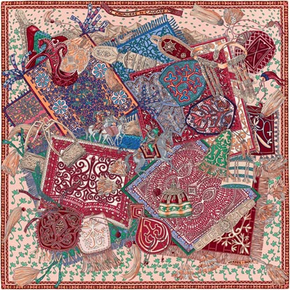 A variation of the Hermès scarf `Cavaliers du Caucase` first edited in 2015 by `Annie Faivre`