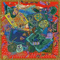 A variation of the Hermès scarf `Cavaliers du Caucase` first edited in 2015 by `Annie Faivre`