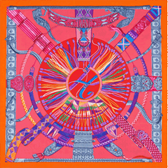 A variation of the Hermès scarf `Ceintures et Liens` first edited in 2014 by `Laurence Bourthoumieux`