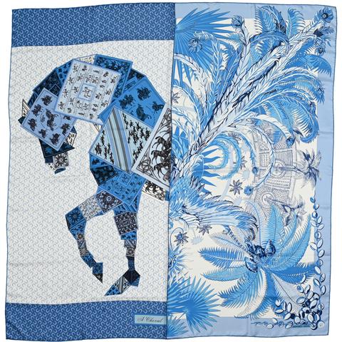 A variation of the Hermès scarf `Cheval Phoenix` first edited in 2016 by `Bali Barret`, `Laurence Bourthoumieux`