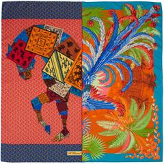 A variation of the Hermès scarf `Cheval Phoenix` first edited in 2016 by `Bali Barret`, `Laurence Bourthoumieux`