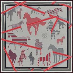 A variation of the Hermès scarf `Clan équestre` first edited in 2017 by `Annie Faivre`