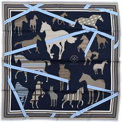 A variation of the Hermès scarf `Clan équestre` first edited in 2017 by `Annie Faivre`