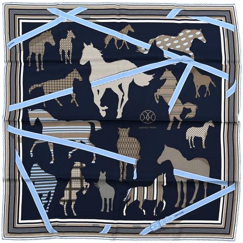 A variation of the Hermès scarf `Clan équestre` first edited in 2017 by `Annie Faivre`