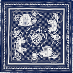 A variation of the Hermès scarf `Ex-Libris Bandana` first edited in 2015 by `Hugo Grygkar`