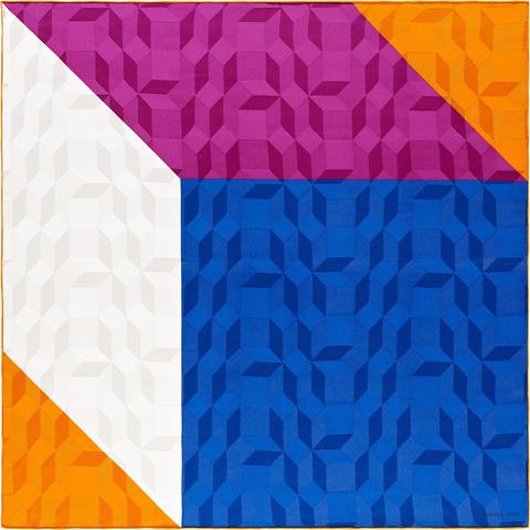 A variation of the Hermès scarf `Façonné Cube Jacquard` first edited in 2017 by 