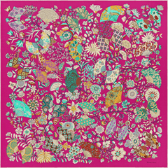 A variation of the Hermès scarf `Fleurs et Papillons de Tissus` first edited in 2014 by `Christine Henry`